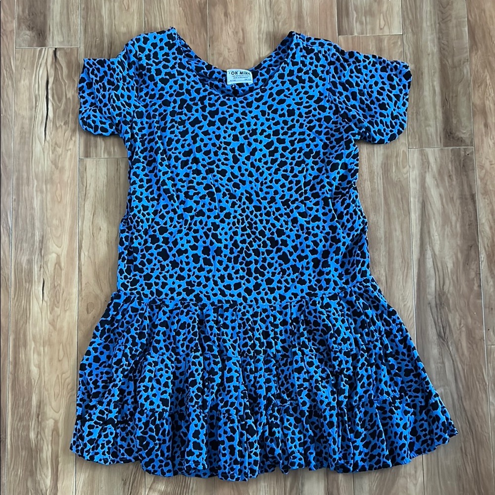 Handmade festival dress - leopard - cow spot print - ruffled midi dress